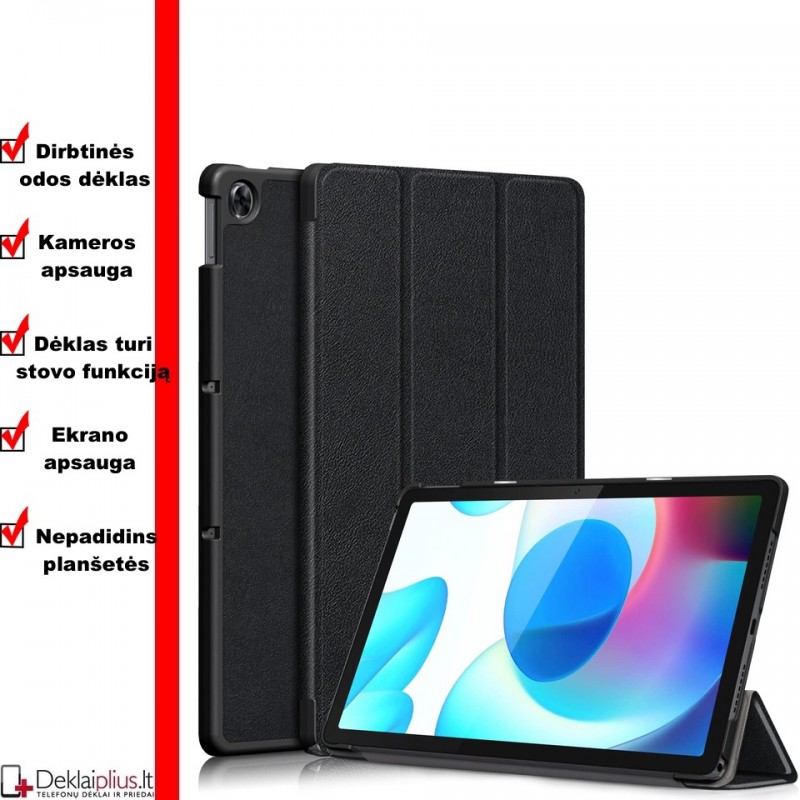 Dirbtinės odos atverčiamas dėklas - juodas (Realme Pad 10.4) Dirbtinės odos atverčiamas dėklas - juodas (Realme Pad 10.4)
